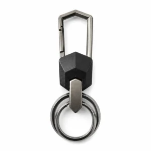 Black Geometric Zinc Alloy Hook Keychain
