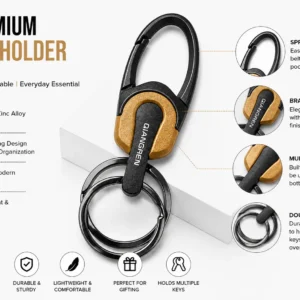 Black Gold Zinc Alloy Hook Keychain Features with Double Key Ring