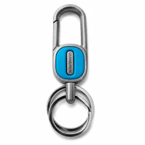 Blue Zinc Alloy Hook Keychain with Double Key Ring