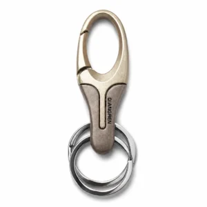 Gold Zinc Alloy Hook Keychain Features with Double Key Ring