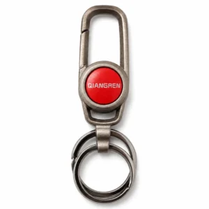 Red Zinc Alloy Hook Keychain with Double Key Ring
