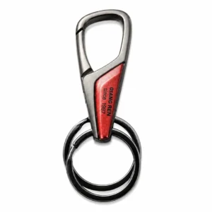 Red Zinc Alloy Hook Keychain with Double Key Ring