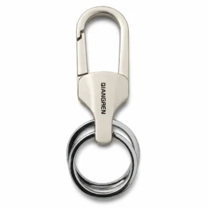 Silver Zinc Alloy Hook Keychain with Double Key Ring