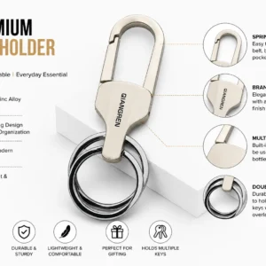 Silver Zinc Alloy Hook Keychain Features and Double Key Ring